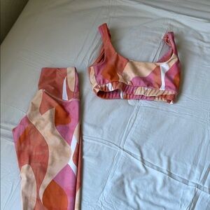 Pink and Beige Abstract Activewear Set